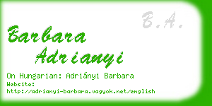 barbara adrianyi business card