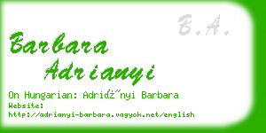 barbara adrianyi business card